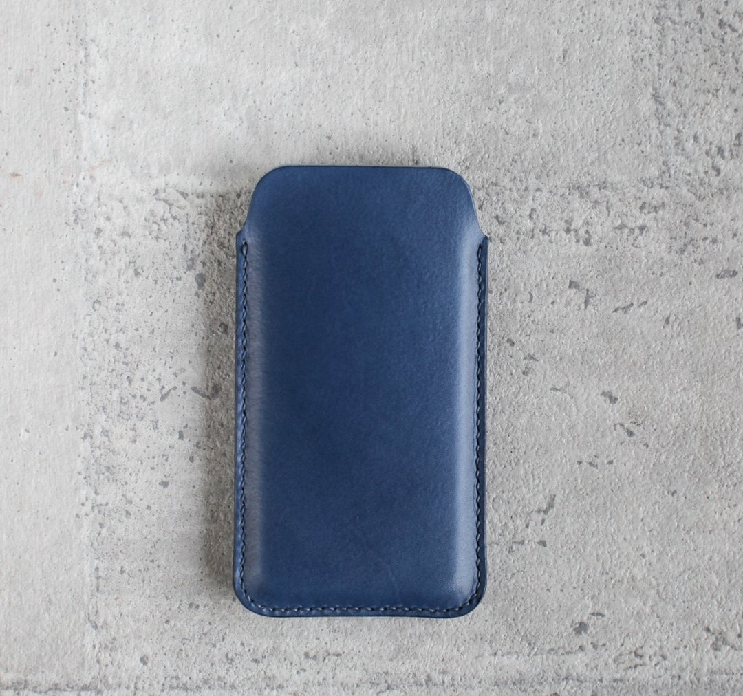 iPhone 海军蓝手工牛皮真皮手机皮套 - 手机壳/手机套 - 真皮 蓝色
