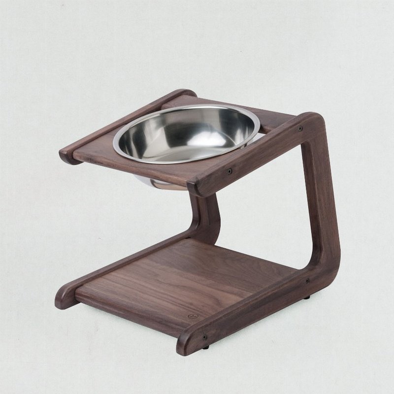 【拍拍】M尺寸订制款 中大体型宠物用原木托高碗架-胡桃木 - 碗/碗架 - 木头 咖啡色