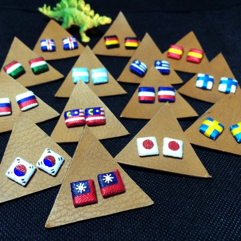 ▲手工编织耳针▲国旗系列-15国( 台湾 ) - 耳环/耳夹 - 其他材质 多色