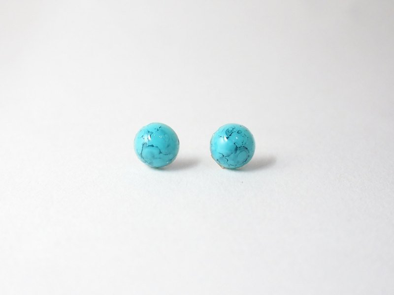 [Circle dot]蓝色土耳其 - 耳环/耳夹 - 塑料 蓝色