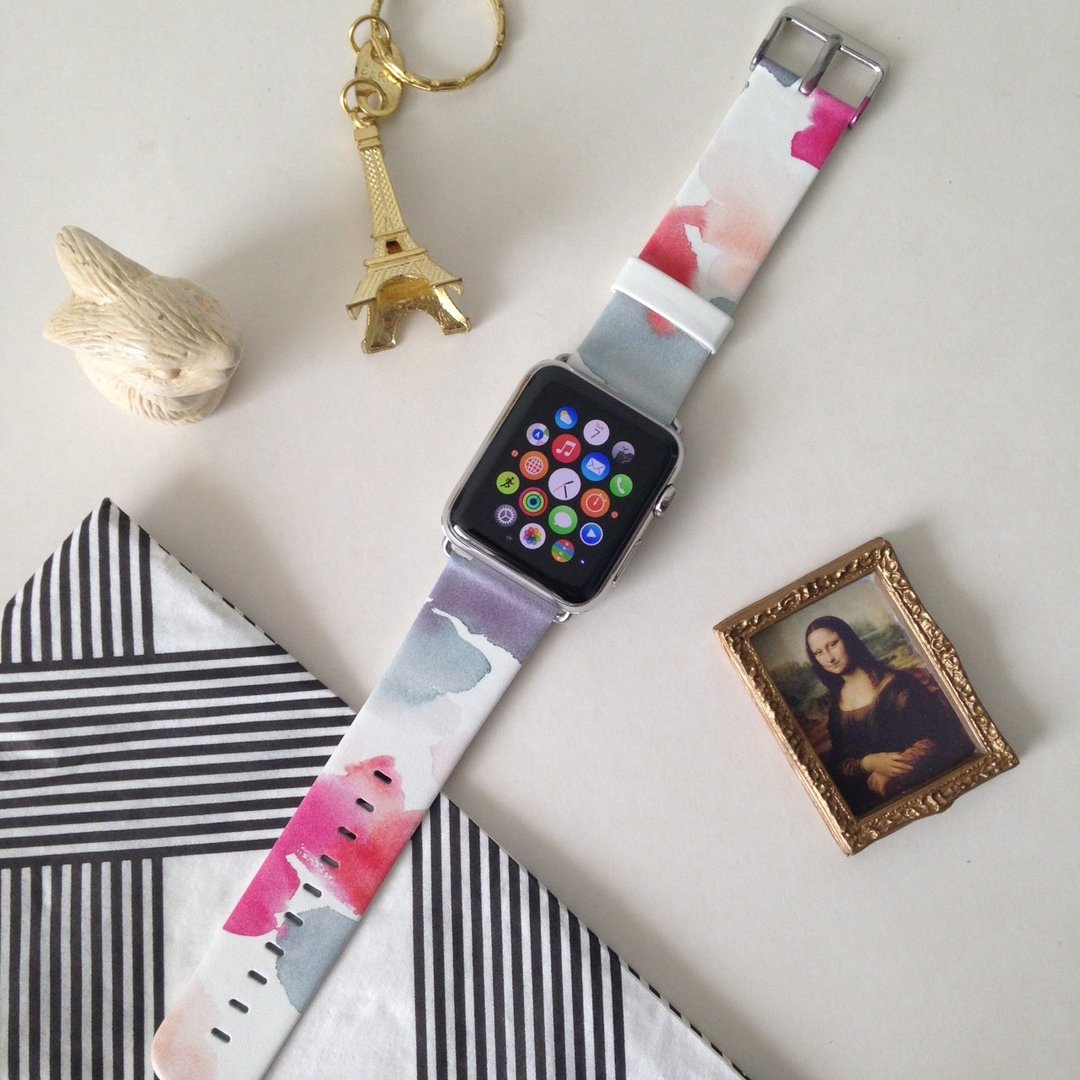 Apple Watch Series 1 - 5 抽象水彩图案表带 38 40 42 44 mm 33 - 其他 - 真皮 