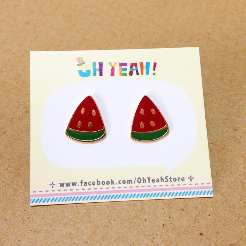 ▲BKK H.M Earring▲24K金系列-西瓜真甜 - 耳环/耳夹 - 其他金属 