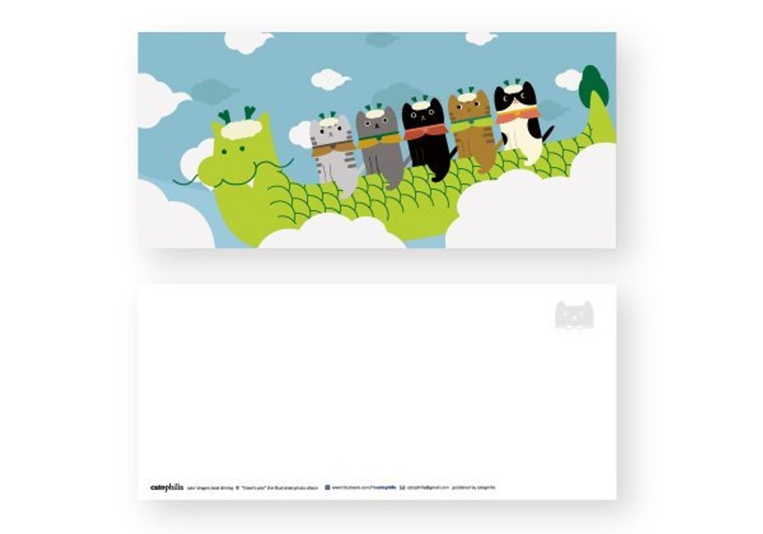 hime's cats 我的猫明信片龙舟 - 卡片/明信片 - 纸 多色