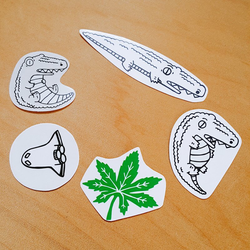 鳄鱼组   缕空透明贴纸 - 贴纸 - 防水材质 白色