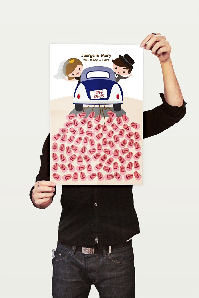 Tequila原创设计海报A3直立-签名树-JUST MARRIED - 海报/装饰画/版画 - 纸 红色