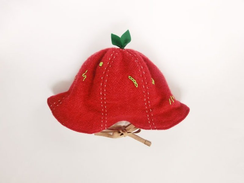 Grow Up! Wool Leaf Hat / Leaves & Nutrients (Red) - 围嘴/口水巾 - 其他材质 红色