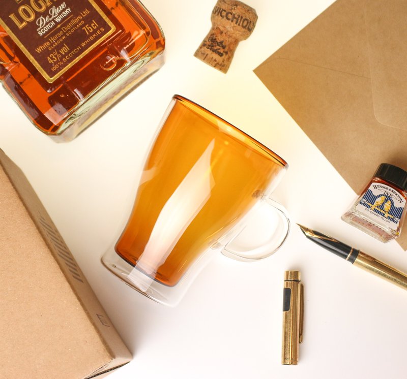 【GOODGLAS】舞色双层玻璃杯- 琥珀 - 玻璃杯 - 玻璃 金色