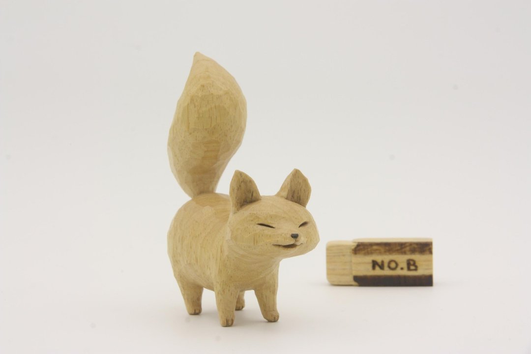 疗愈系木雕小动物_小狐狸B_原木色_Fox (原木手工雕刻) - 其他 - 木头 金色