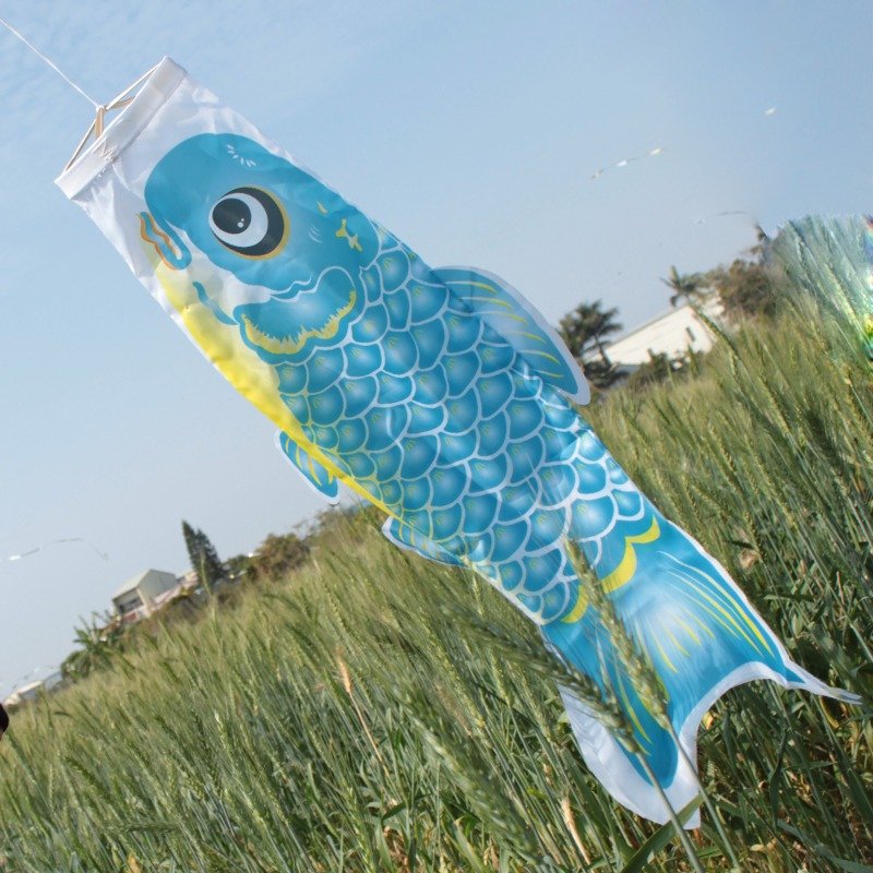 台湾鲤鱼旗90CM (浅蓝白) - 摆饰 - 其他材质 蓝色