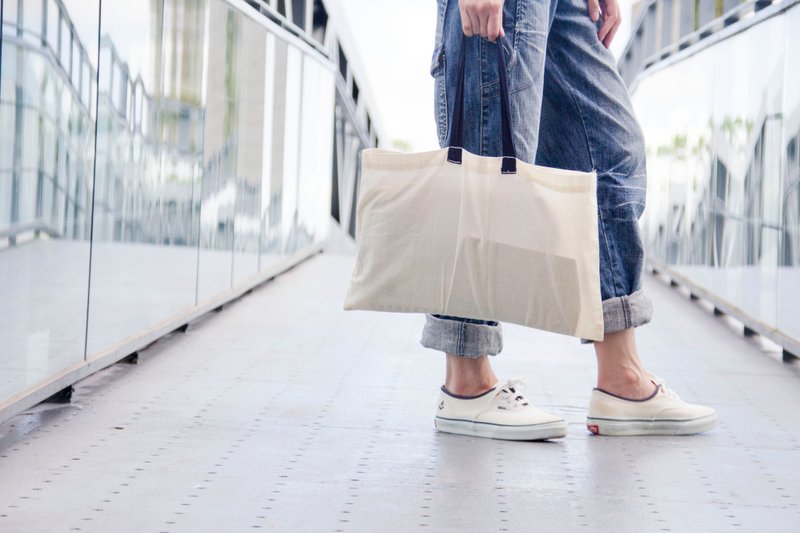 日系休闲绵质袋 Linen Bag - 手提包/手提袋 - 棉．麻 白色