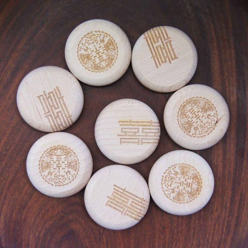 喜喜小椪饼磁铁组(4个一组) - 冰箱贴/磁贴 - 木头 