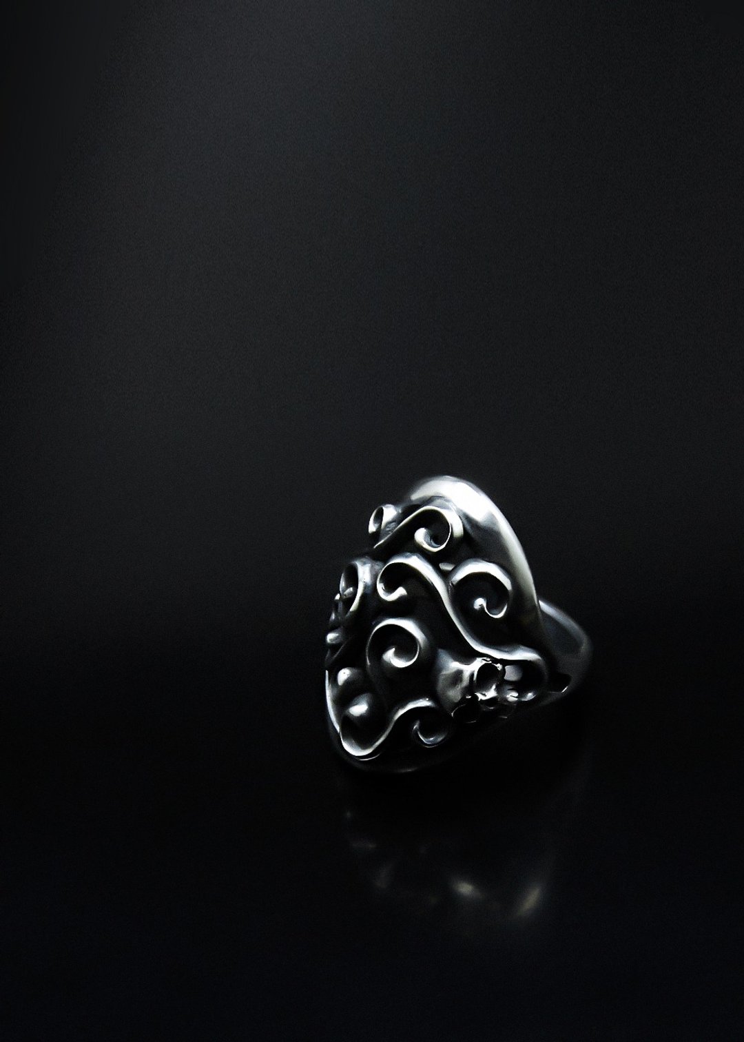 Vine of Skull ring | 图腾藤蔓骷髅戒指 - 戒指 - 纯银 银色