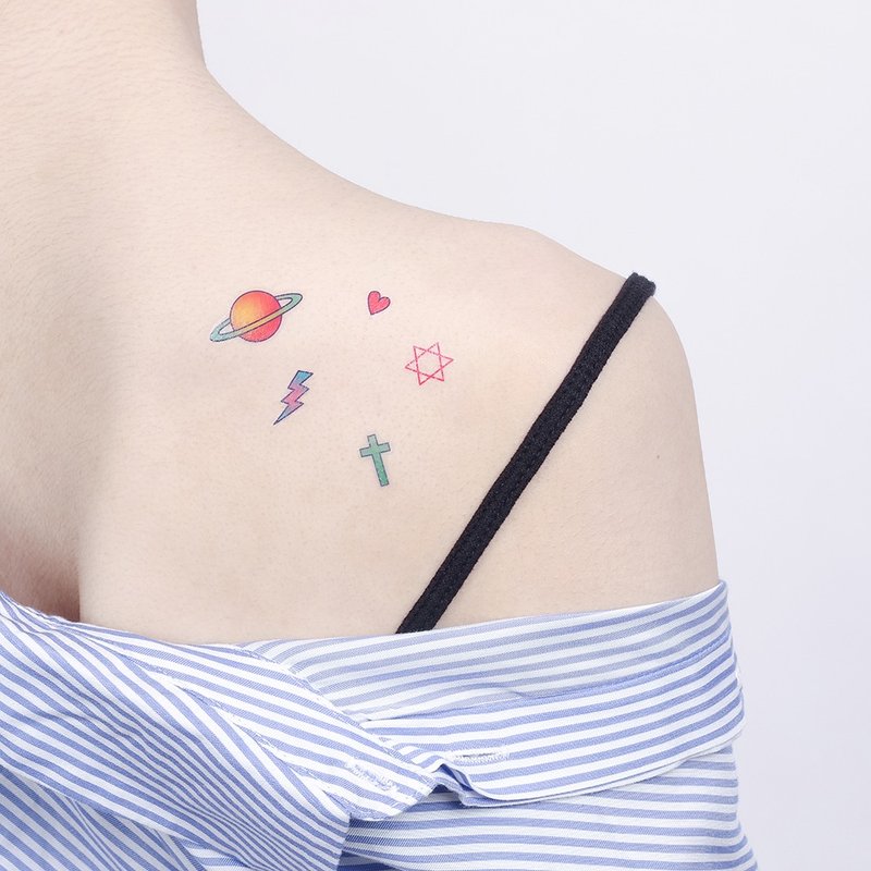刺青纹身贴纸 / 宇宙行星 微刺青 Surprise Tattoos - 纹身贴 - 纸 多色