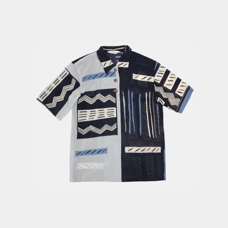 │moderato│日本制不对称几何古着衬衫│礼物.森林复古.女朋友.独特.文艺 - 女装衬衫 - 其他材质 蓝色