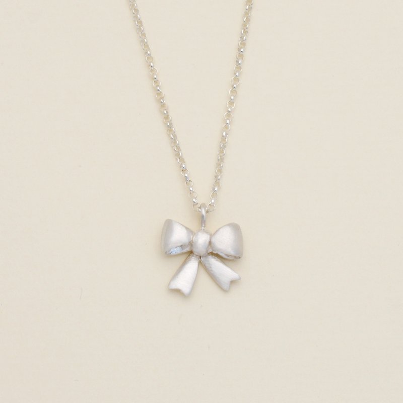 质感蝴蝶结纯银项链 - 项链 - 纯银 银色