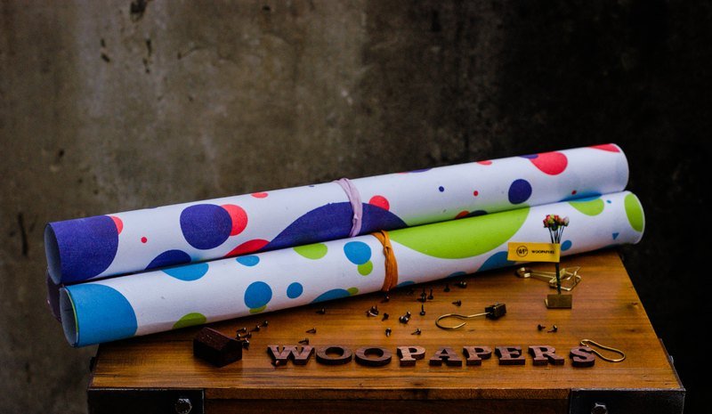 手工包装纸 - 几何小宇宙 (55cm x 77cm) - 包装材料 - 纸 多色