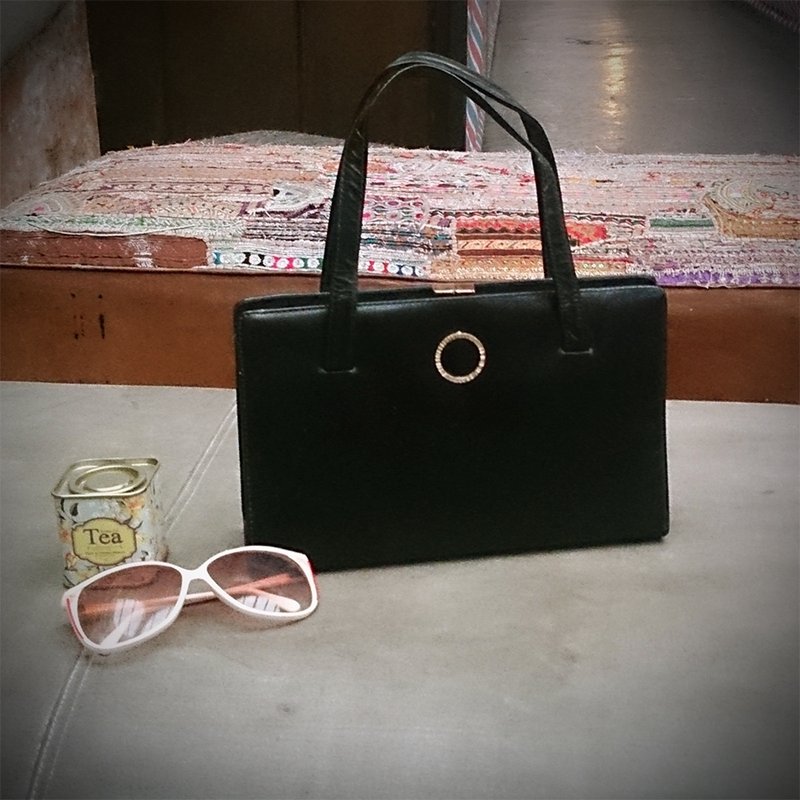 ShiKa//美国带回老件 Buxton优雅提包 黄铜五金 - 其他 - 真皮 黑色