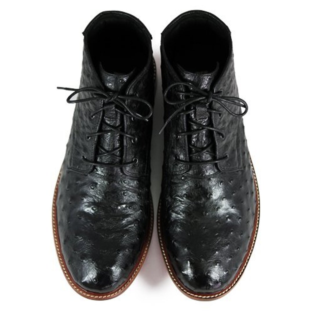 Sweet Violet M1123 BlackOstric leather Derby boots - 男款靴子 - 真皮 黑色