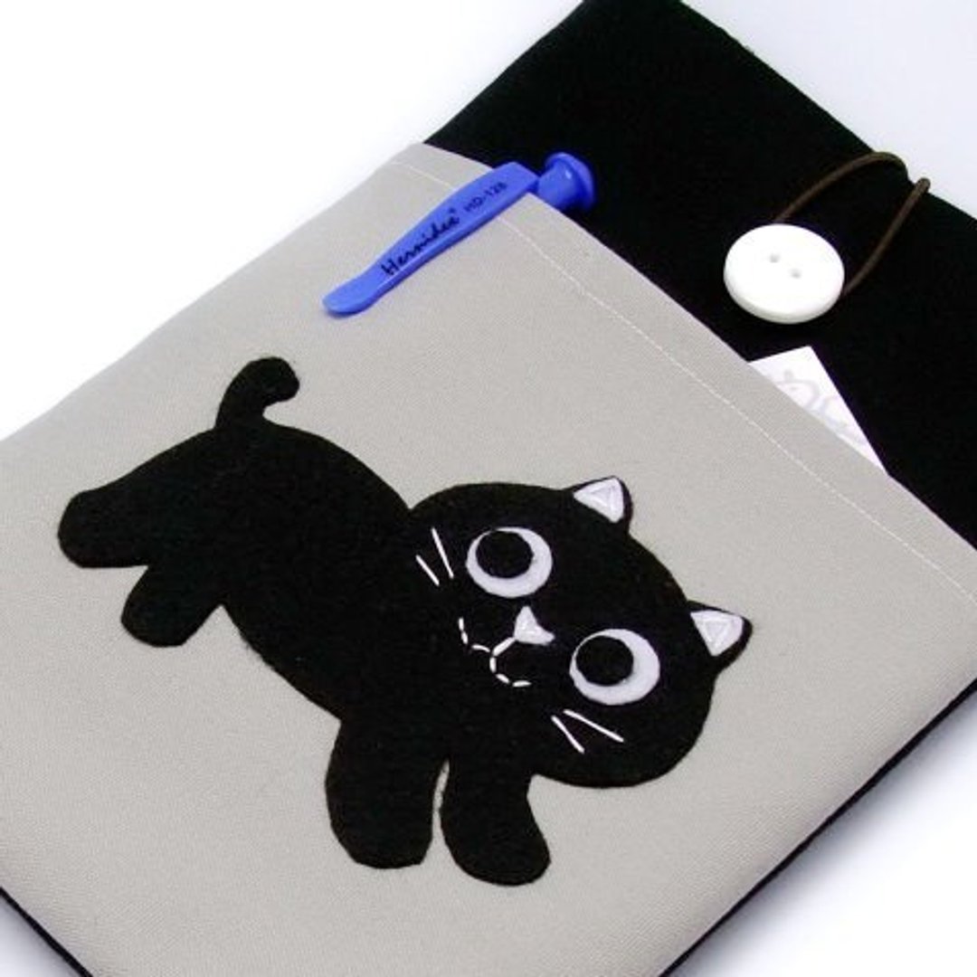 iPad Mini Cover/Case自家制平板电脑袋，布套 ，布包 (可量身订制) - 小黑猫 - 平板/电脑保护壳 - 棉 黑色