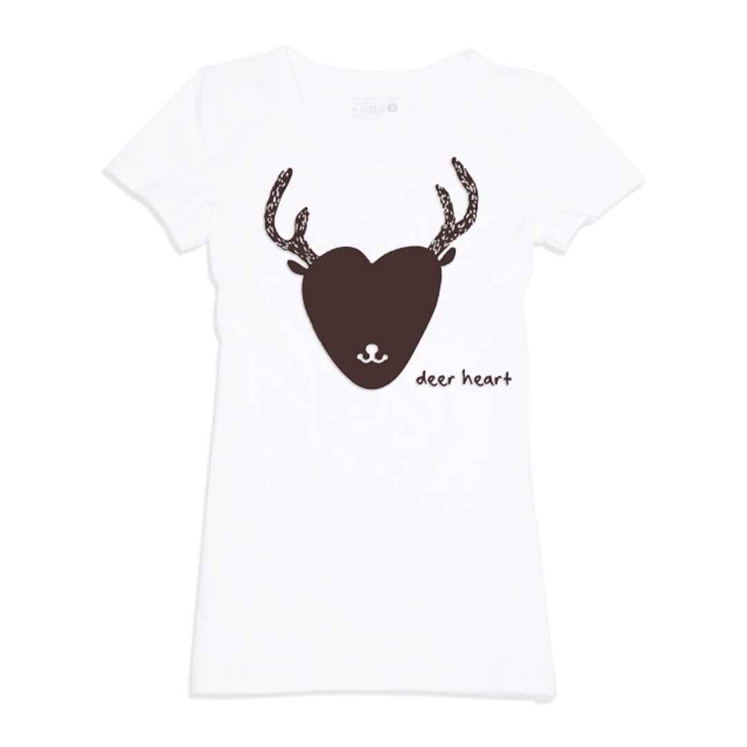 Deer heart 短袖 蜜桃棉 女T - 女装 T 恤 - 棉 白色