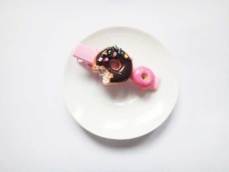 巧克力甜甜圈淡粉色发夹 - 发饰 - 粘土 粉红色