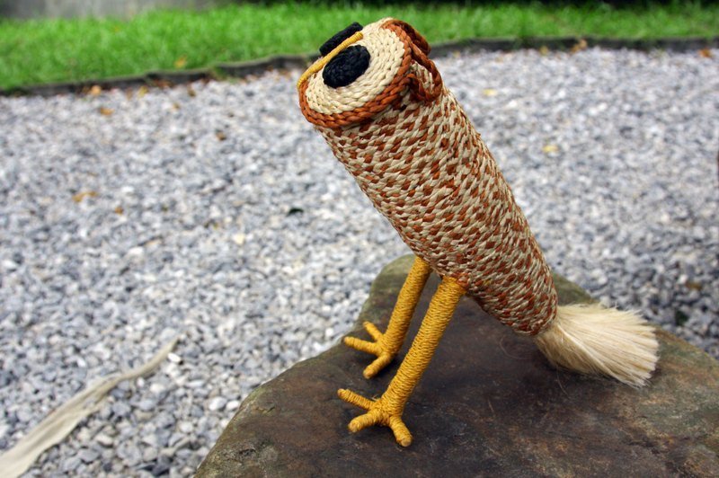 黄麻手编动物＿猫头鹰＿公平贸易 - 玩偶/公仔 - 植物．花 卡其色