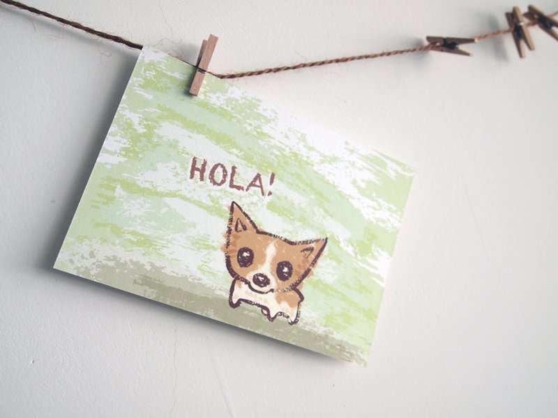 明信片- Hola! 柯基 - 卡片/明信片 - 纸 