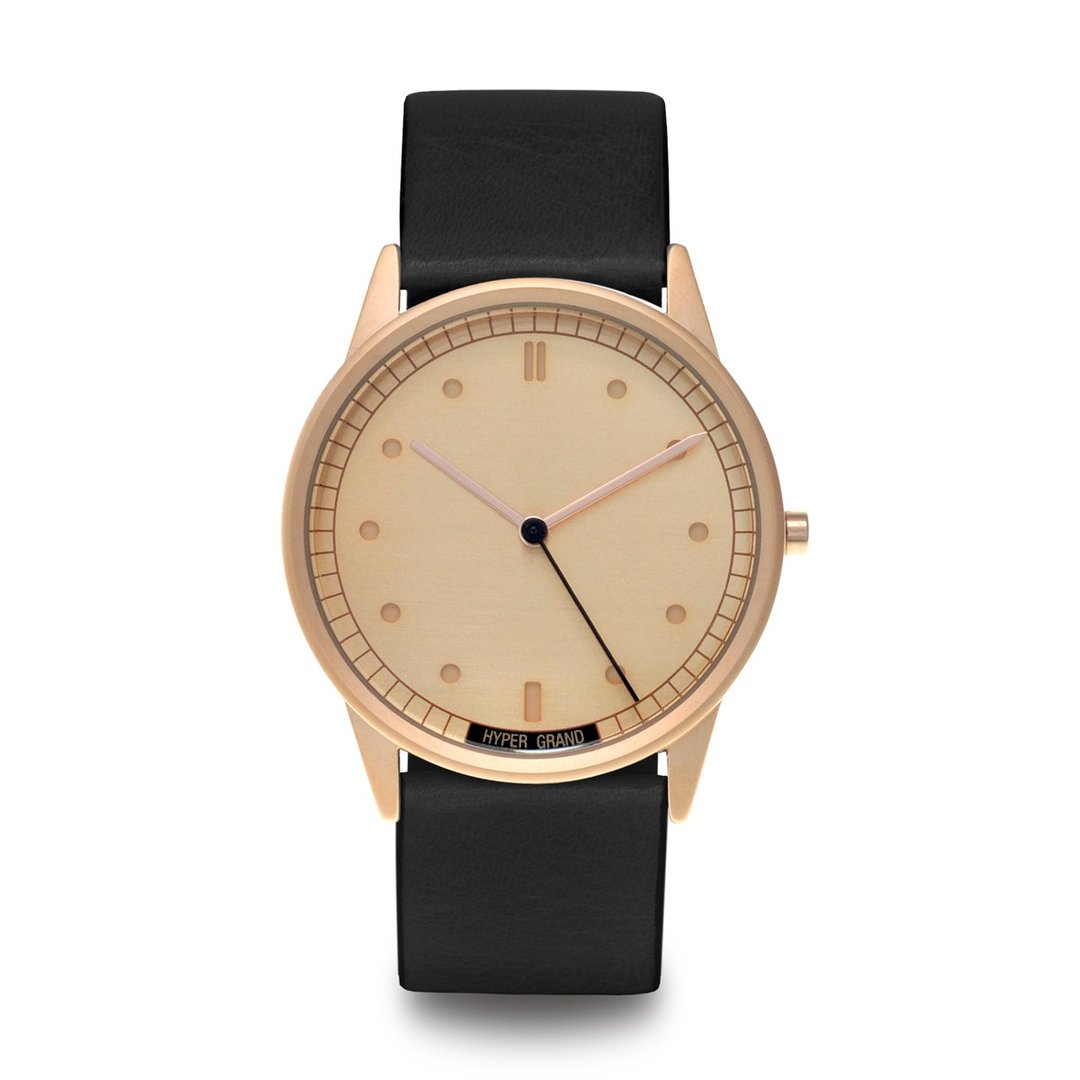 HYPERGRAND - Rose Gold Rose Gold Classic Black Leather 玫瑰金表盘黑皮革 手表 - 女表 - 其他材质 黑色