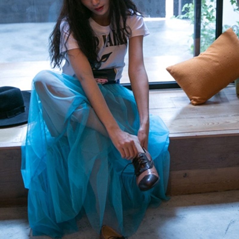 马克的曼波舞步 内里皮革外罩网纱造型长裙 - 裙子 - 其他材质 多色