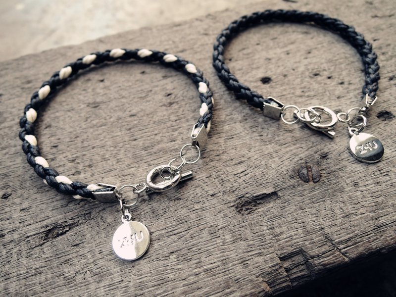 Zhu.四股编织手环(加粗款) - 手链/手环 - 真皮 