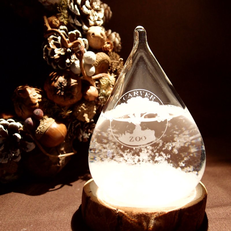 刻字订作。水滴天气瓶 ❅‘幸福的泪’。附樟木底座 - 摆饰 - 玻璃 白色
