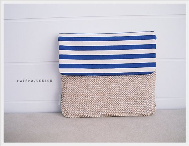 hairmo。蓝条纹藤编10"电脑 / I Pad保护套 - 电脑包 - 其他材质 卡其色