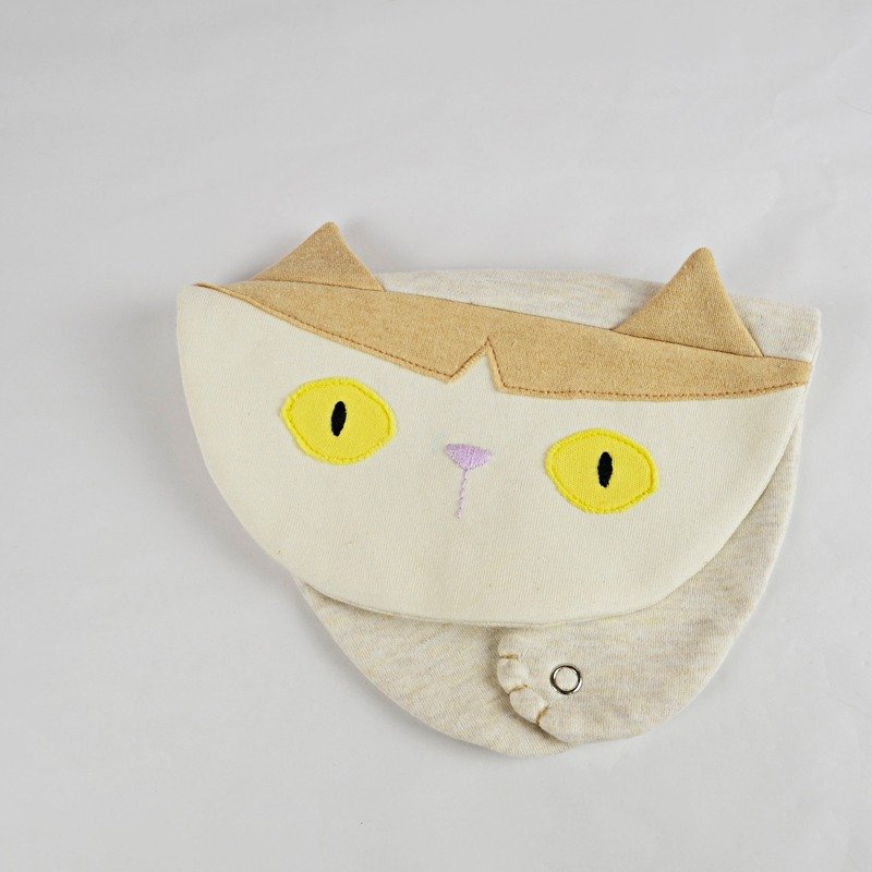 【 巷 猫 系 列 - 白多】 有机棉围兜口水巾 - 围嘴/口水巾 - 棉．麻 