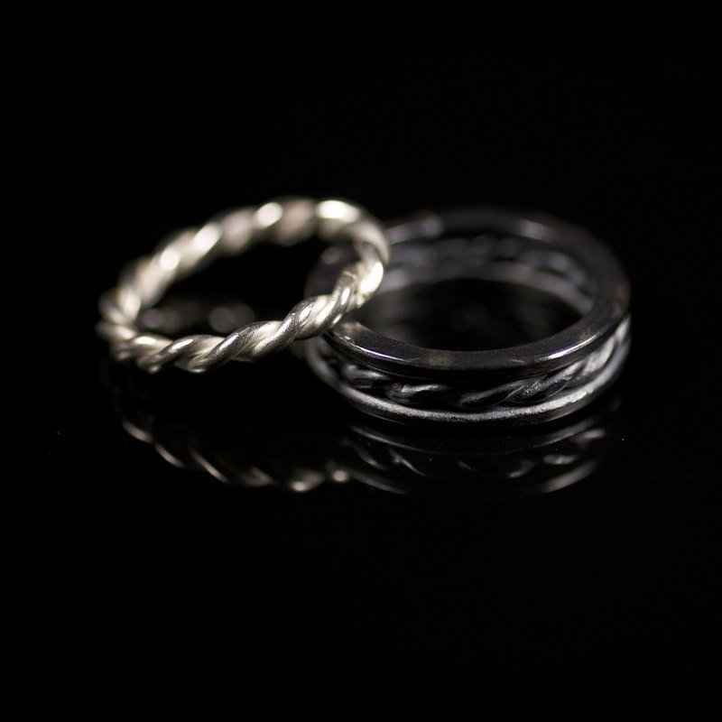 [L9N12 ] 麻花银戒 男/女/对戒 - 戒指 - 其他金属 黑色