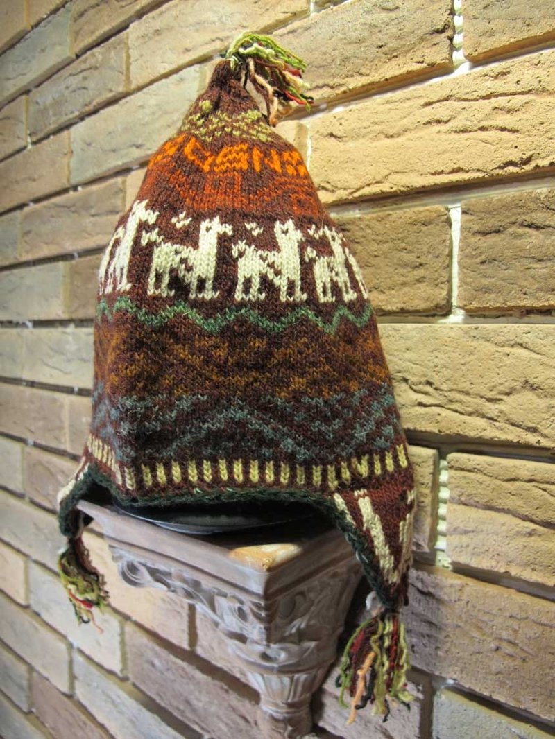 祕鲁Chullo 骆马毛 羊驼散步毛帽-深红 - 帽子 - 其他材质 红色