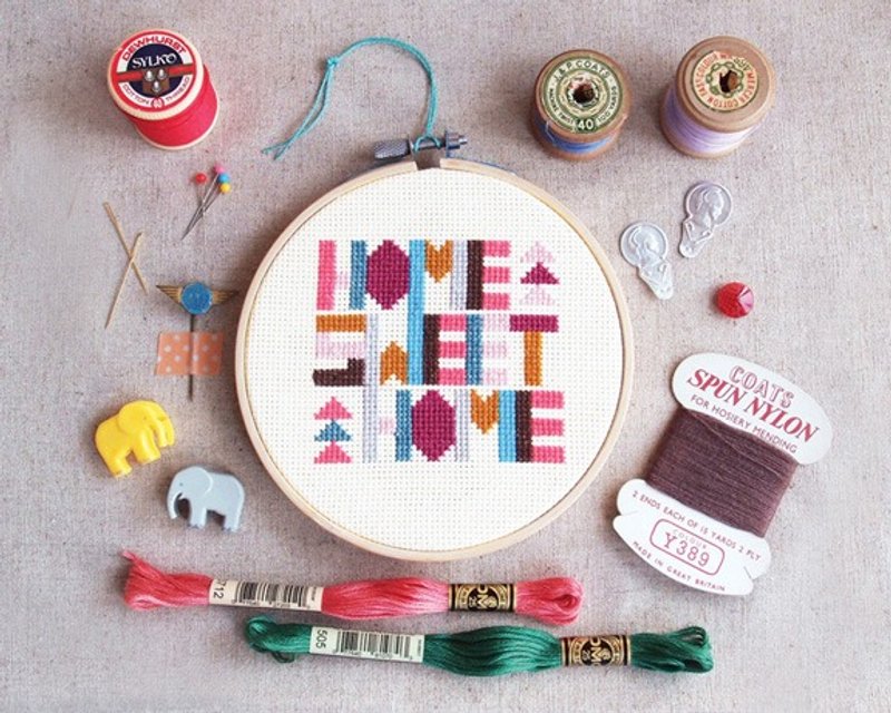 十字绣材料包 - Geometric Home Sweet Home - 编织/刺绣/羊毛毡/裁缝 - 绣线 多色