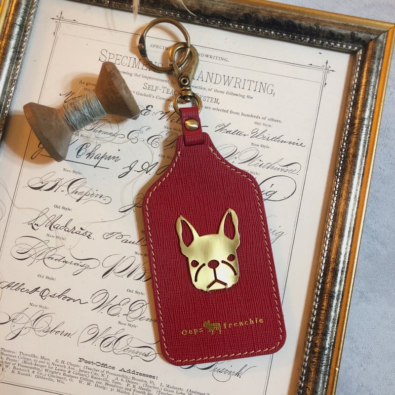 Oops 法国斗牛犬真皮悠游卡套/证件夹-七夕情人节礼物- - 证件套/卡套 - 真皮 蓝色