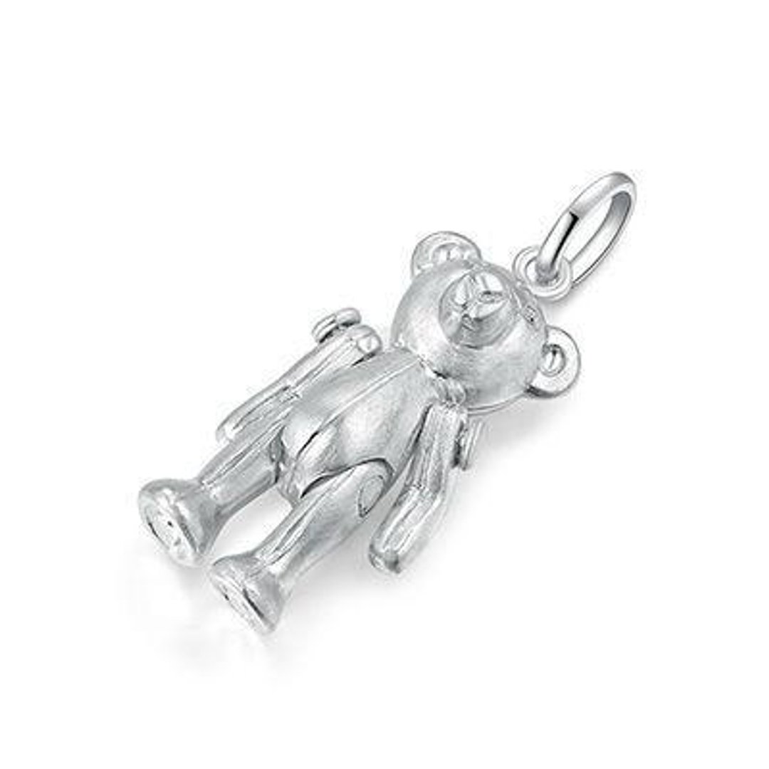 童真 可爱 925纯银玩具熊吊坠 - 项链 - 其他金属 灰色