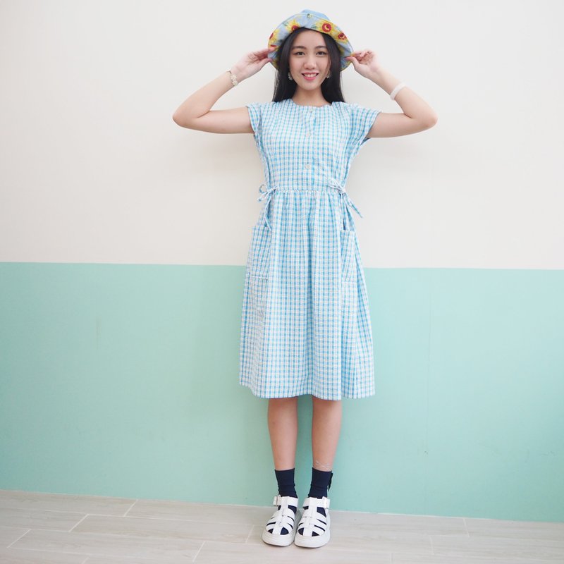 格子洋装 - 洋装/连衣裙 - 棉．麻 多色