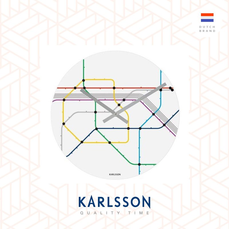荷兰Karlsson wall clock MTR Metro glass 地下铁路线挂钟 - 时钟/闹钟 - 玻璃 白色