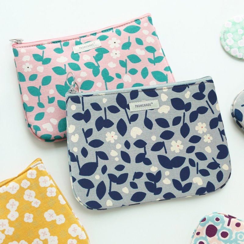 Dessin x Livework-Promenade 森林漫步棉质万用收纳包-花草蓝,LWK96391 - 化妆包/杂物包 - 其他材质 蓝色