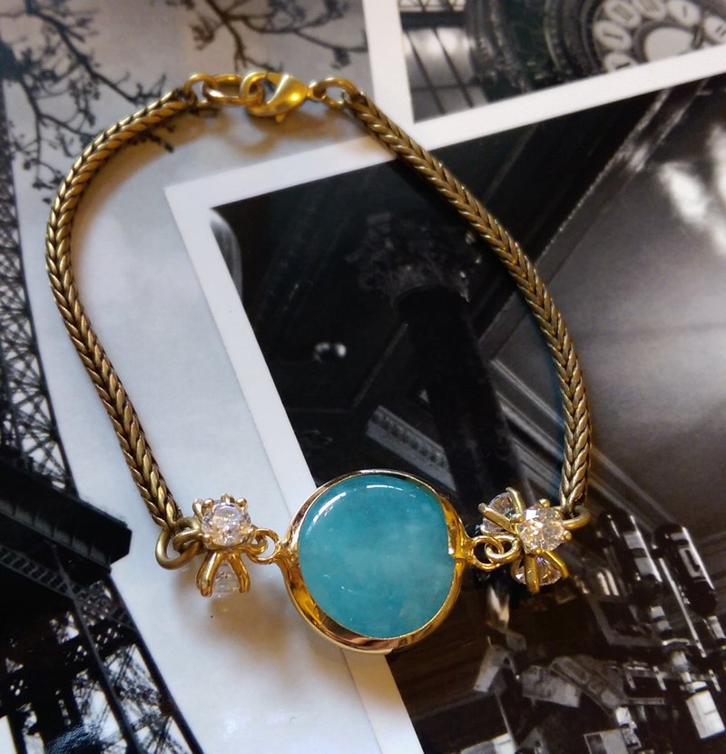 里加系列-蓝色天然石/锆石手链 - 手链/手环 - 宝石 