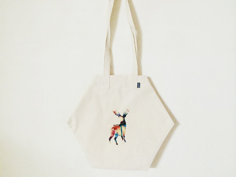 MaryWil六角形小文青环保袋-迷幻小鹿款 - 侧背包/斜挎包 - 其他材质 白色