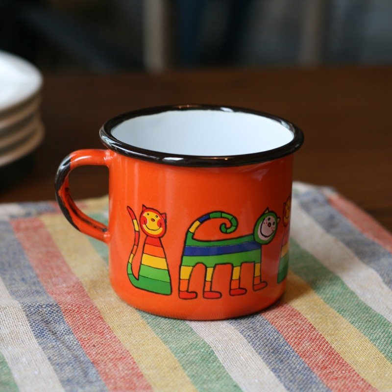 Smaltum布拉格 珐琅杯 害羞喵咪_柑橘(250ml)(FDN000152) - 咖啡杯/马克杯 - 珐琅 橘色