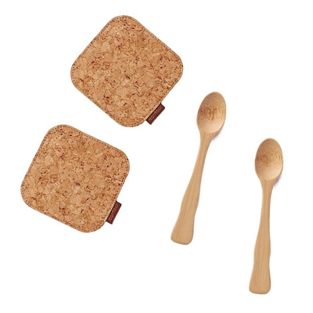 【Bambu】 软木杯垫及小茶匙(4入组) - 厨房用具 - 其他材质 卡其色