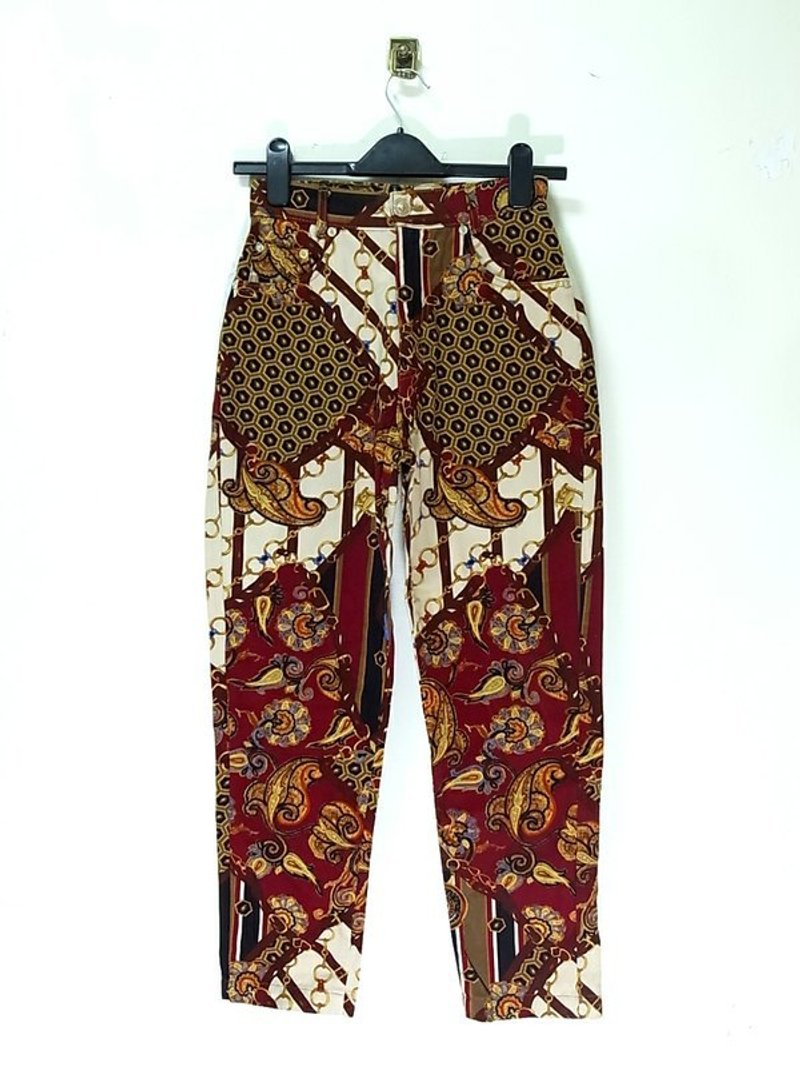 高腰 华丽复古灯心绒 长裤 意大利古着 - 女装长裤 - 其他材质 咖啡色