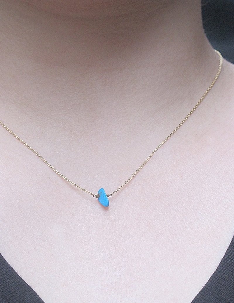 极简土耳其天然石项链 ◊  土耳其天然石 金色项链 - 项链 - 宝石 蓝色