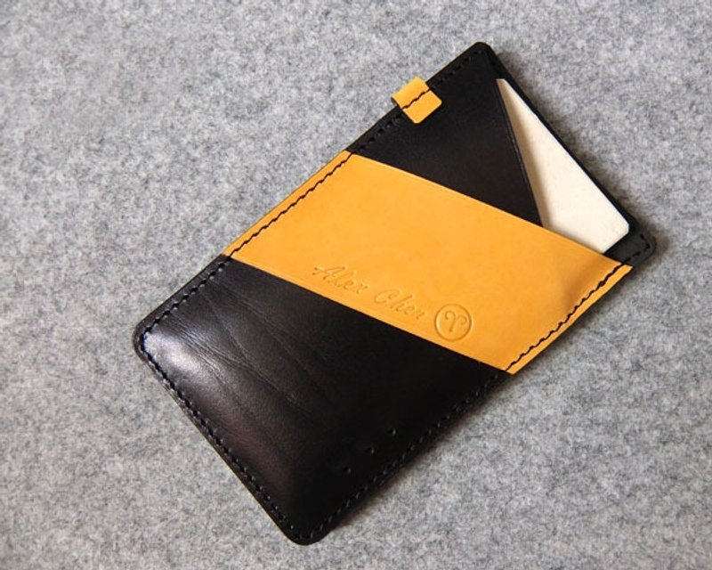 YOURS手工皮件 斜长标真皮手机套 个性黑+蛋黄黄皮革 iphone6 - 其他 - 真皮 