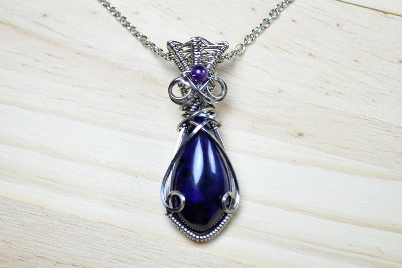 舒俱莱石设计坠链-手工/金属线/水晶/铜线 - 项链 - 宝石 紫色