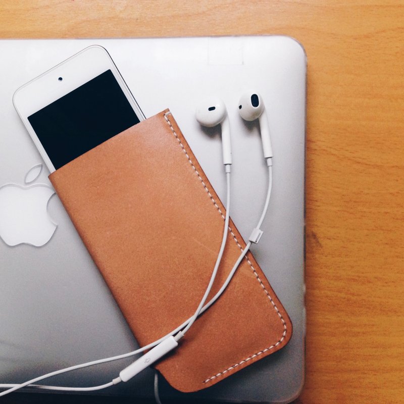 ［NINOX］手工皮革手机皮套 iPhone6 iPhone5 送印字 - 手机壳/手机套 - 真皮 咖啡色